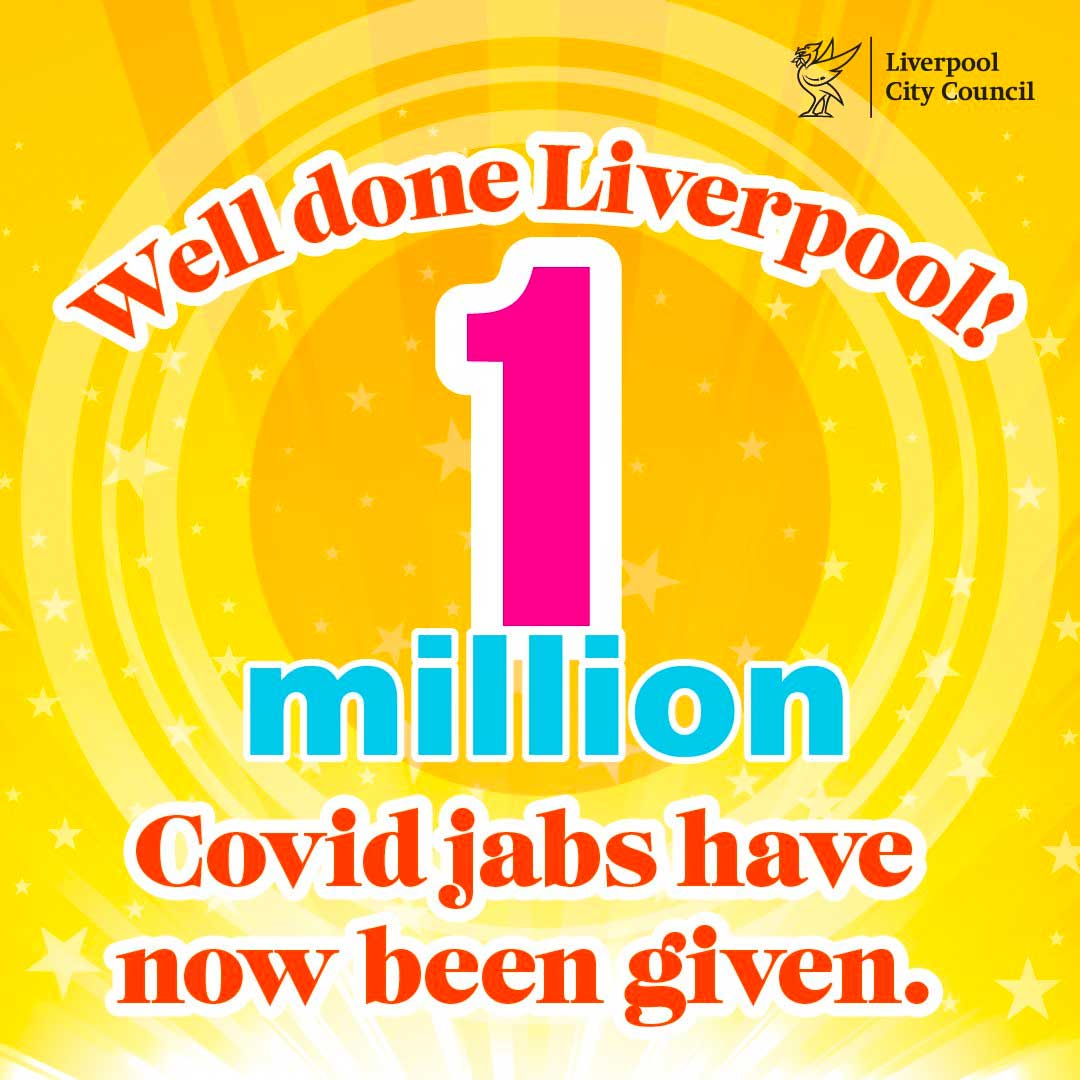 Message saying Well done Liverpool 1 Million Covid Jabs given